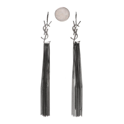 Saint Laurent Brass Monogram Chain Earrings 2 of 5