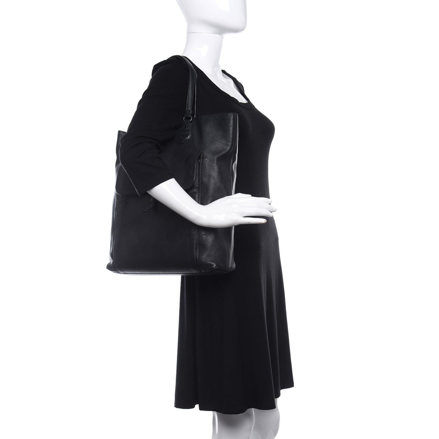 Calfskin Front Pocket Tote Black