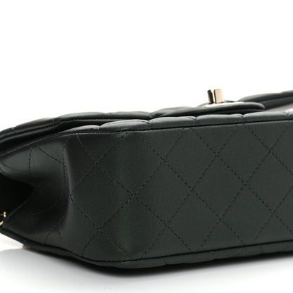 Chanel Iridescent Lambskin Quilted Mini Top Handle Rectangular Flap Dark Green 9 of 11