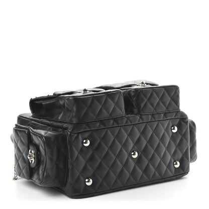 Chanel Calfskin Quilted Large Cambon Multipocket Reporter Black White 4 of 11