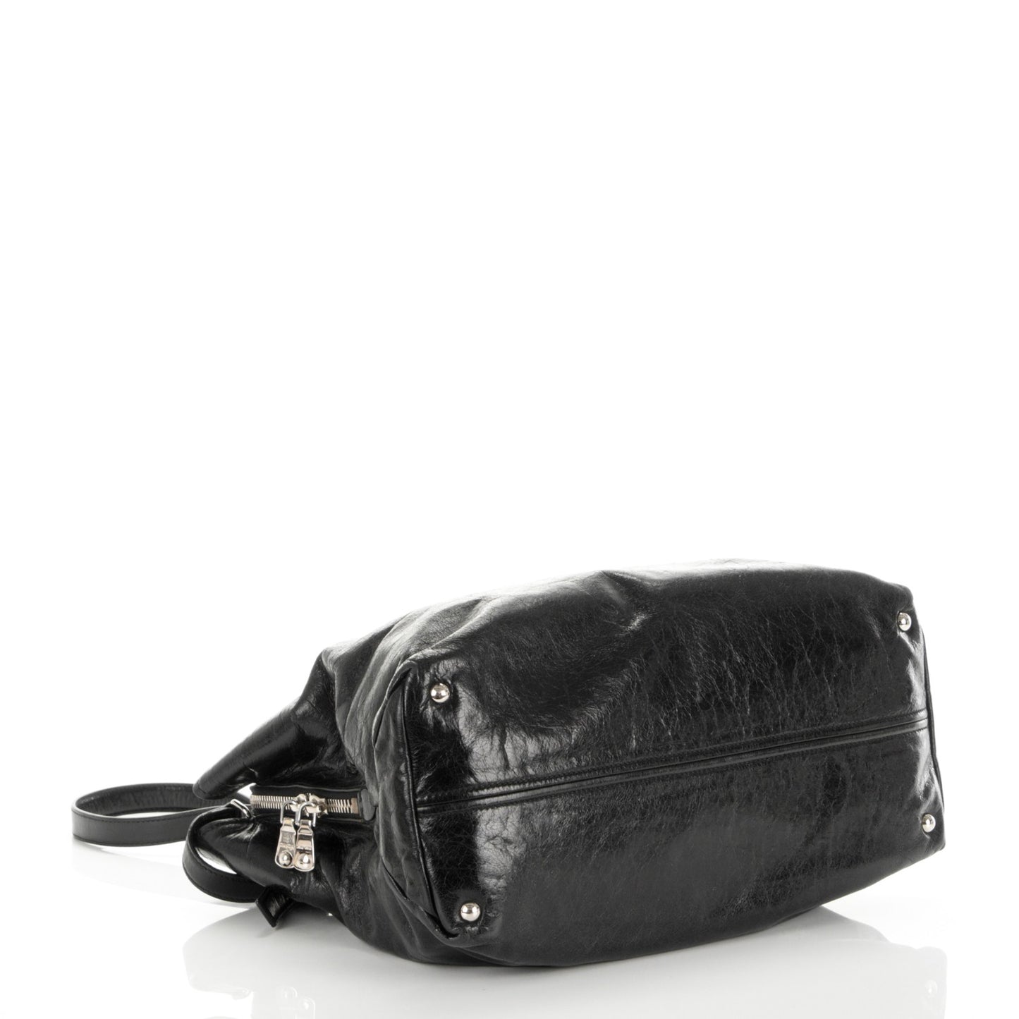 Vitello Shine Top Handle Tote Nero Black