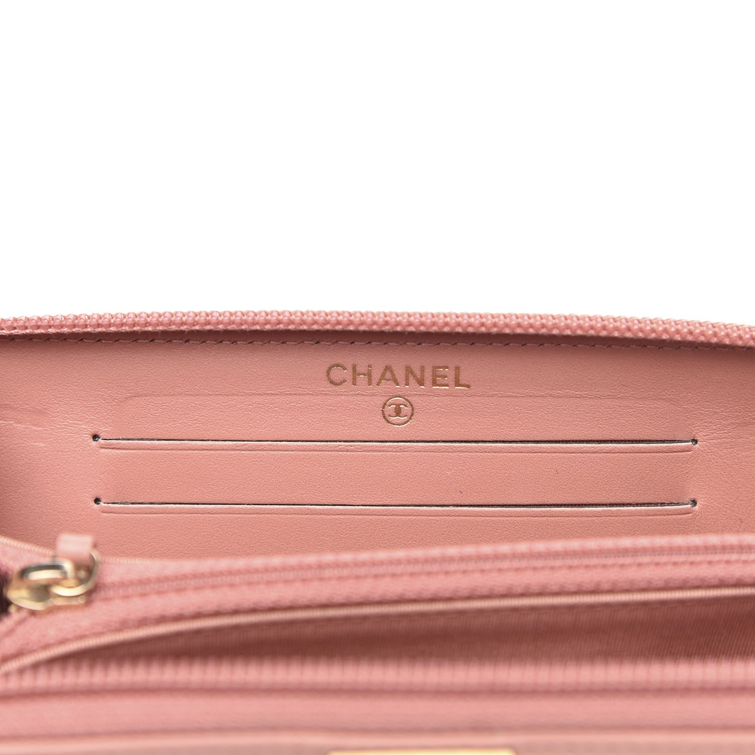Chanel Caviar Quilted Boy Small Zip Around Wallet Pink 6 of 10