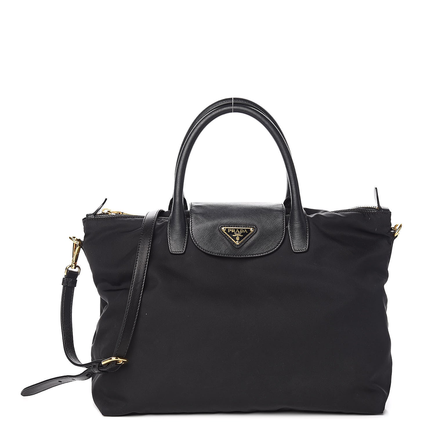 Prada Tessuto Nylon Saffiano Tote Black 1 of 11