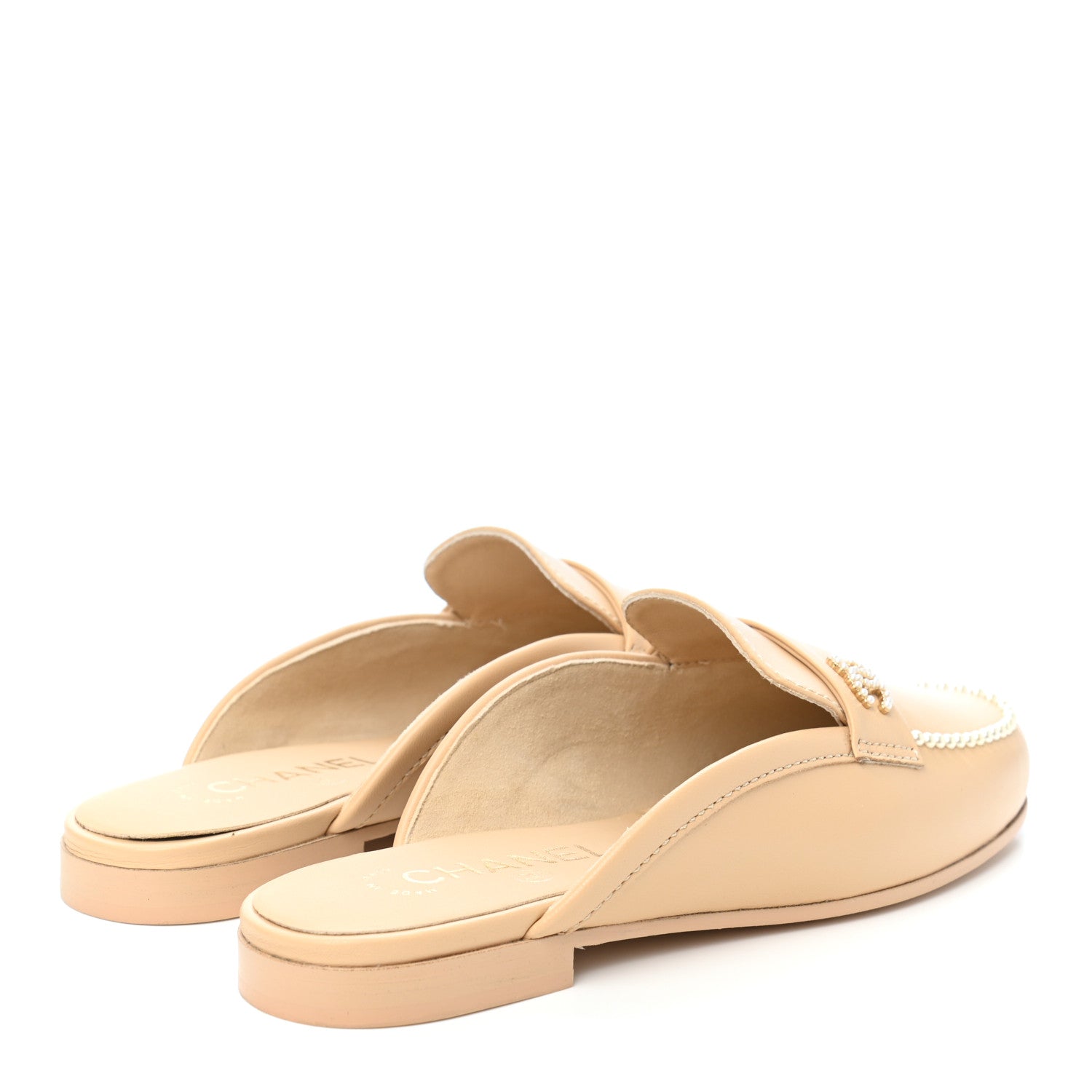 Chanel Lambskin Pearl CC Mules 36 Beige 4 of 8