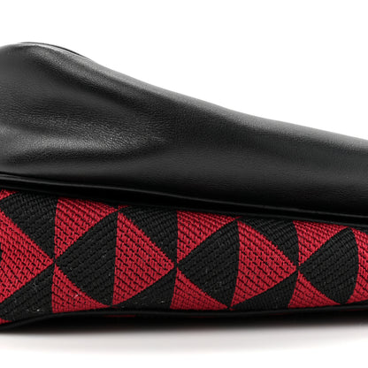 Prada Jacquard Calfskin Triangolo Symbole Embroidered Mini Triangle Double Bag Black Ciliegia 9 of 10