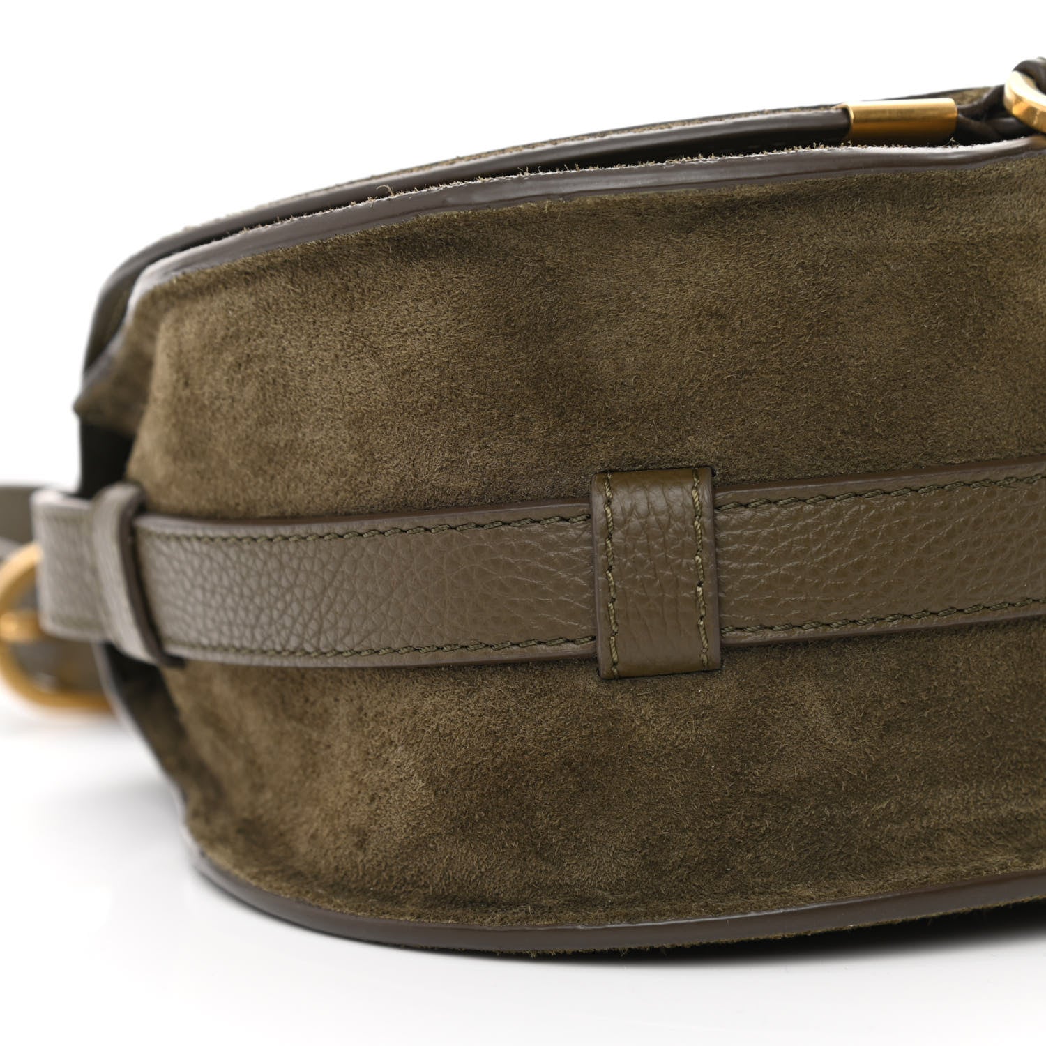 Chloe Suede Calfskin Small Marcie Saddle Bag Deep Olive 9 of 10