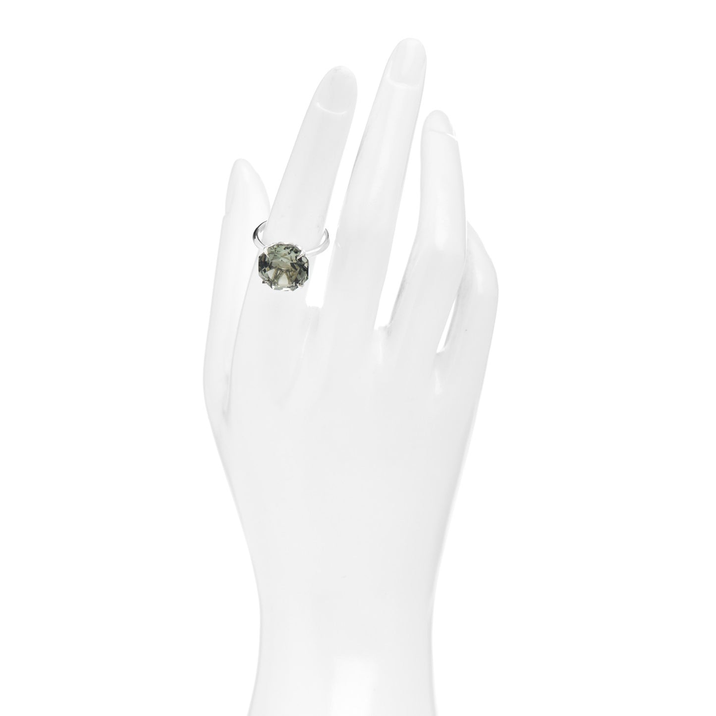 Sterling Silver Green Quartz Octagonal Sparklers Cocktail Ring 54 7