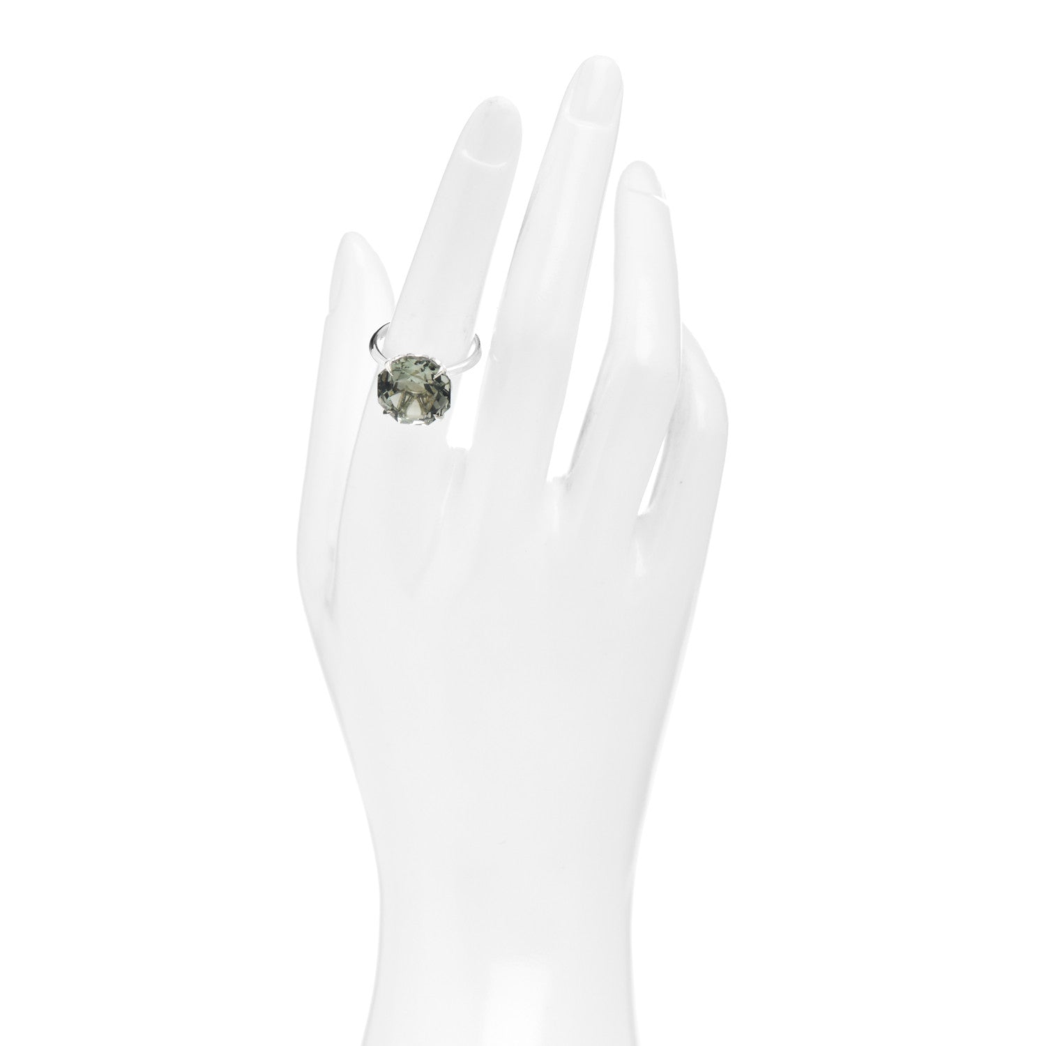 Tiffany Sterling Silver Green Quartz Octagonal Sparklers Cocktail Ring 54 7 2 of 5