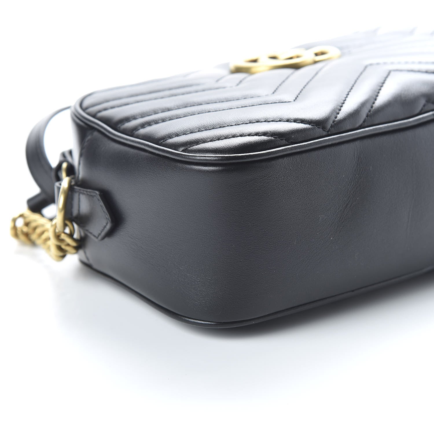 Gucci Calfskin Matelasse Small GG Marmont Chain Shoulder Bag Black 5 of 9