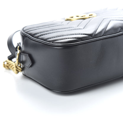 Gucci Calfskin Matelasse Small GG Marmont Chain Shoulder Bag Black 5 of 9