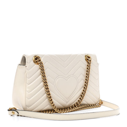 Gucci Calfskin Matelasse Small GG Marmont Shoulder Bag White 3 of 10