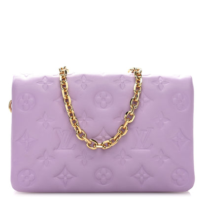 Louis Vuitton Lambskin Embossed Monogram Pochette Coussin Parme 1 of 8