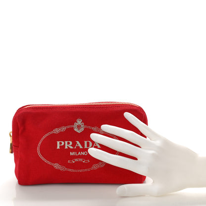 Prada Canvas Canapa Logo Pouch Rosso 2 of 8