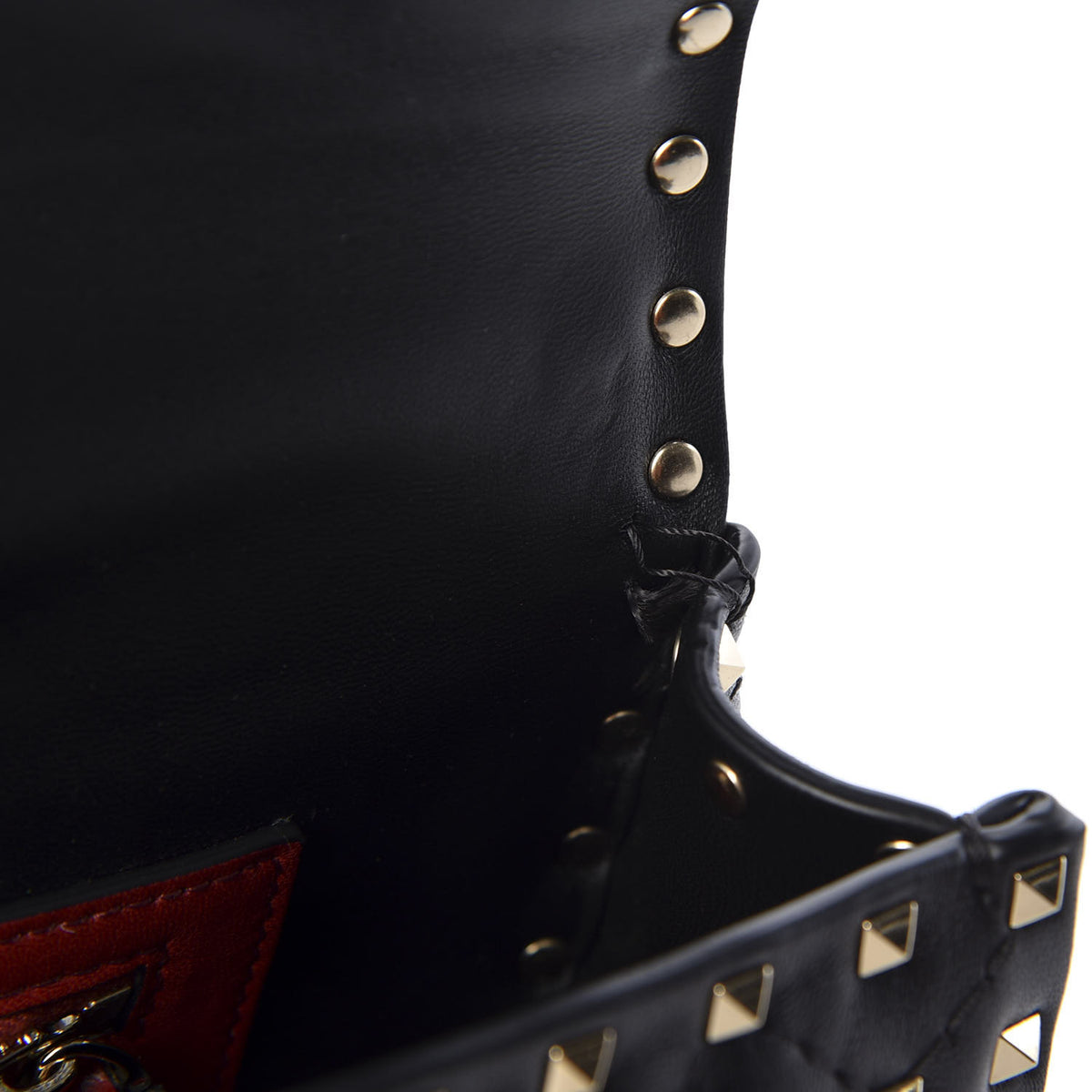 Nappa Medium Rockstud Spike Halfmoon Saddle Bag Black