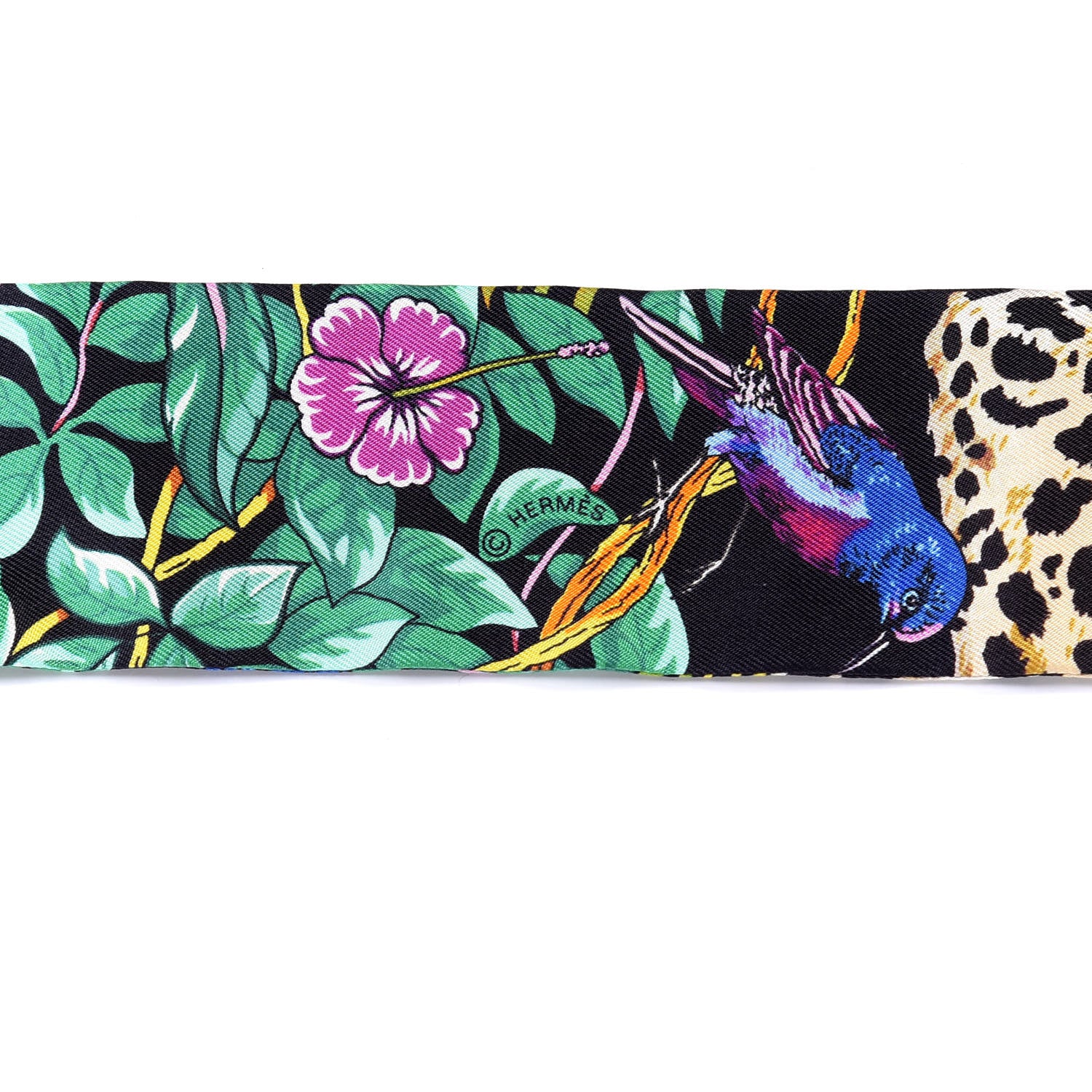 Hermes Silk Jungle Love Love Twilly Black Vert Rose Vif 4 of 4