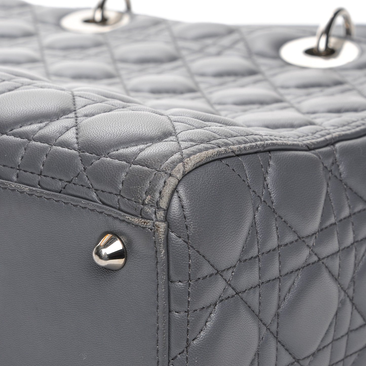 Lambskin Cannage Large Lady Dior Grey