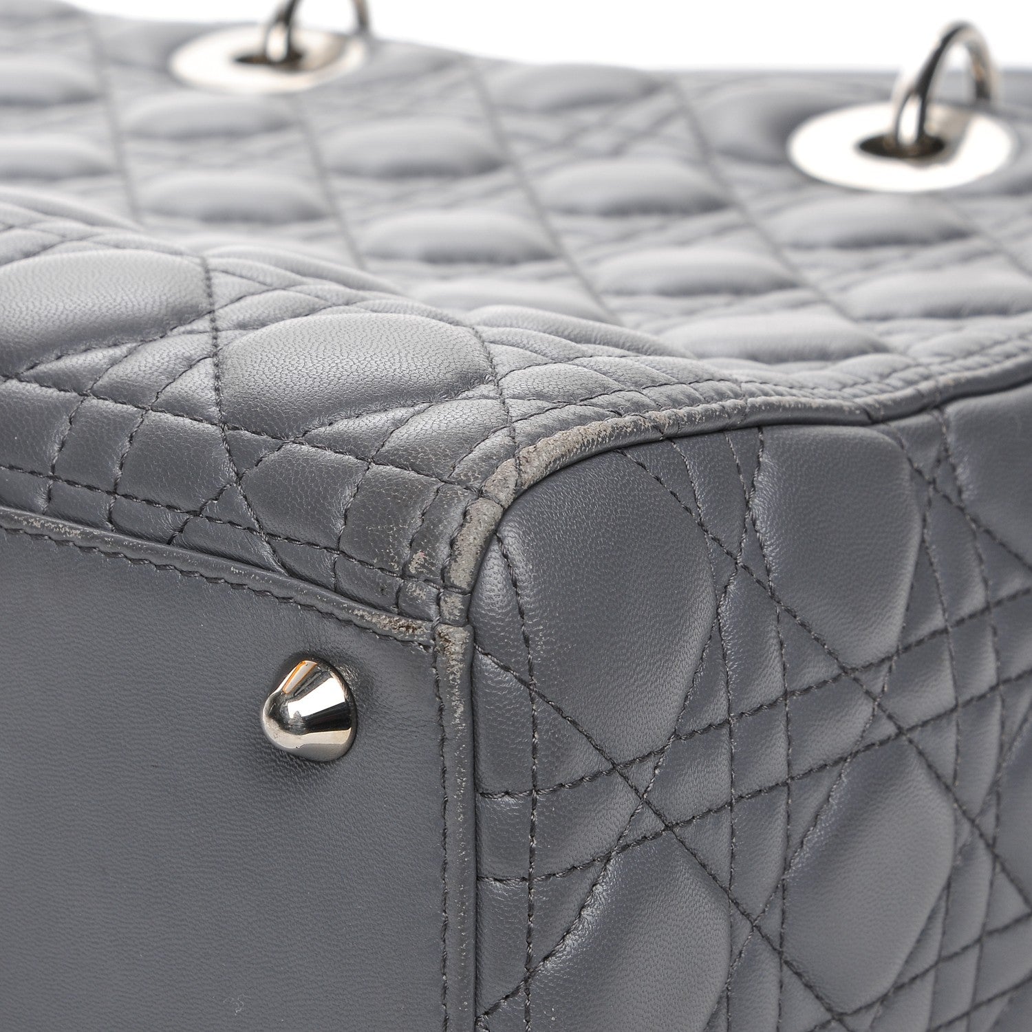 Christian Dior Lambskin Cannage Large Lady Dior Grey 18 of 20