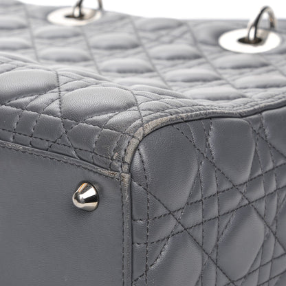 Christian Dior Lambskin Cannage Large Lady Dior Grey 18 of 20
