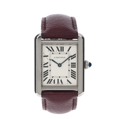 Cartier Stainless Steel Calfskin 24mm Tank Solo Quartz Watch Burgundy 1 of 10