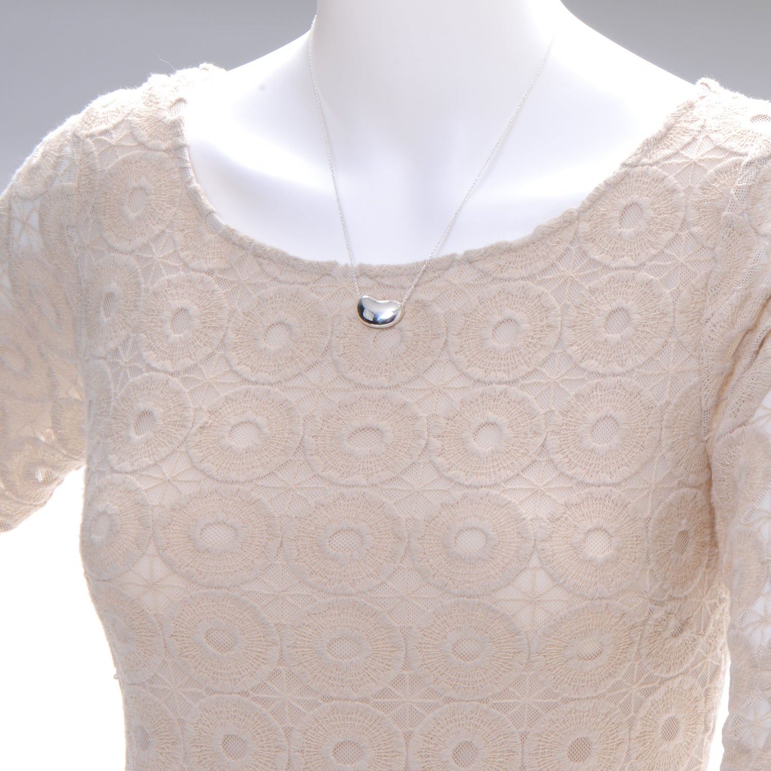 Tiffany Sterling Silver 9mm Elsa Peretti Bean Pendant Necklace 3 of 5