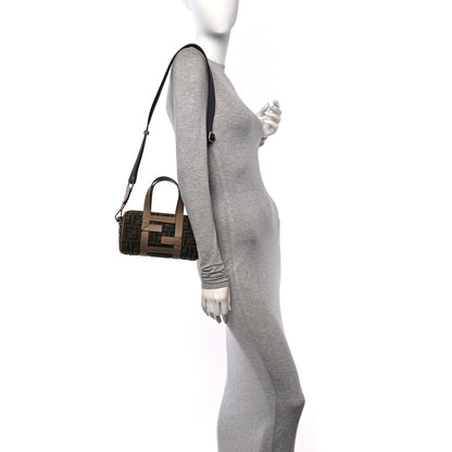 Fendi Recycled Fabric Jacquard Vitello Grace FF 1974 Mini O'Lock Bowling Bag Tobacco Moro Sand 2 of 10