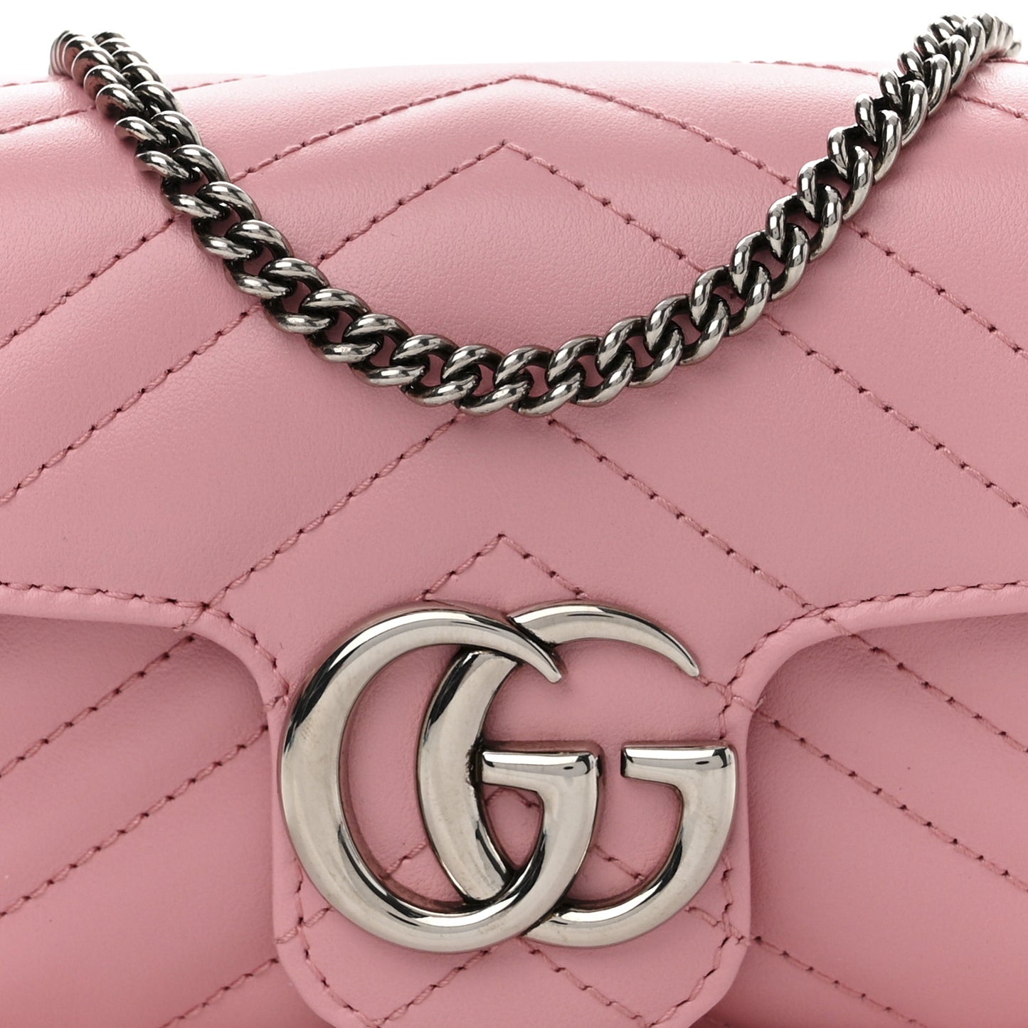 Calfskin Matelasse Super Mini GG Marmont Shoulder Bag Wild Rose