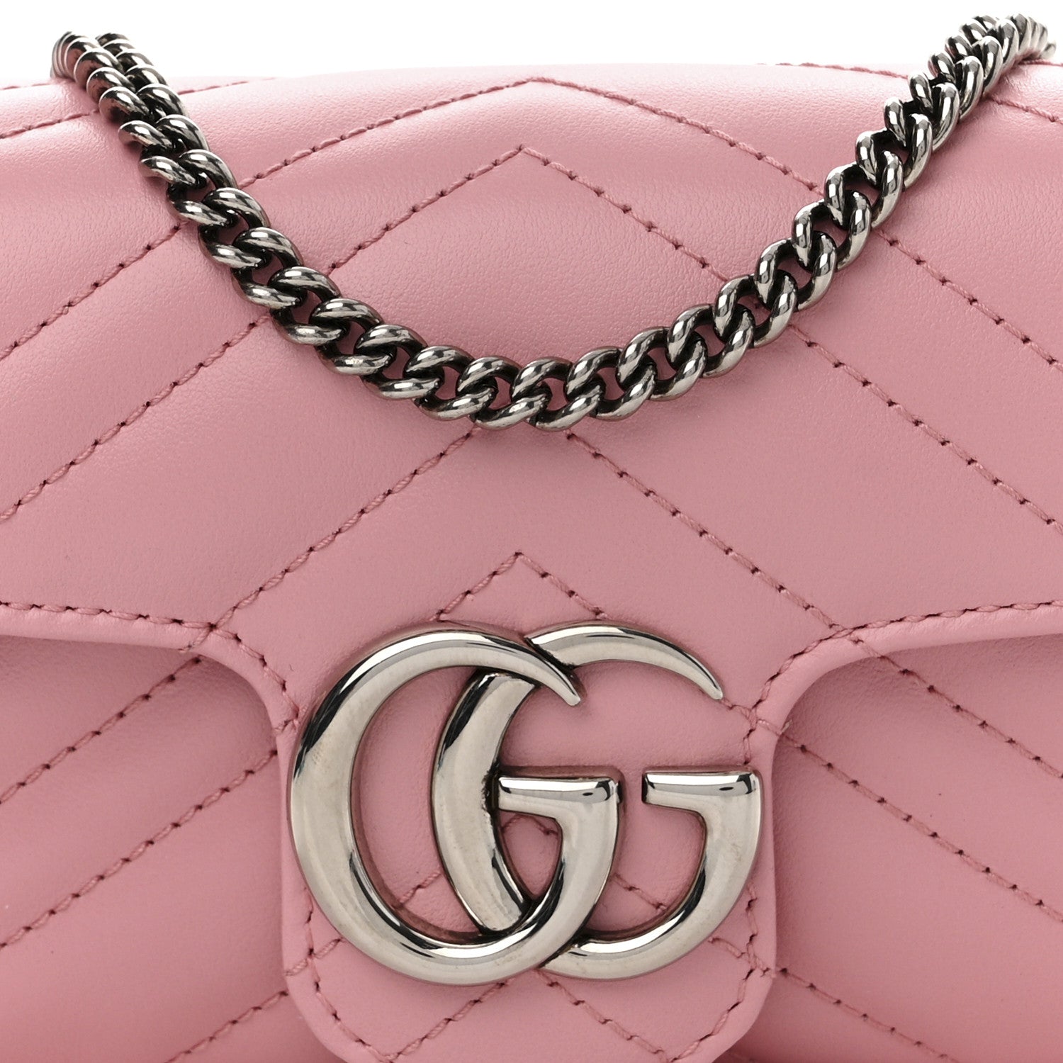 Gucci Calfskin Matelasse Super Mini GG Marmont Shoulder Bag Wild Rose 8 of 11
