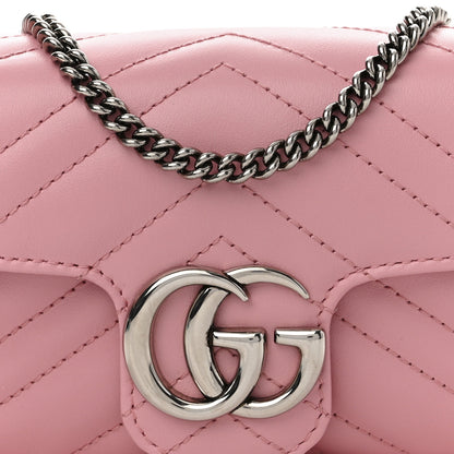 Gucci Calfskin Matelasse Super Mini GG Marmont Shoulder Bag Wild Rose 8 of 11
