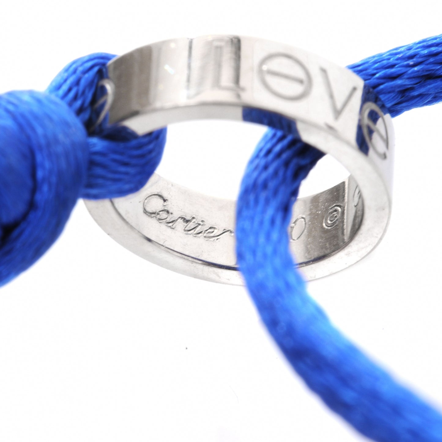 18k White Gold Charity LOVE Adjustable Cord Bracelet Royal Blue