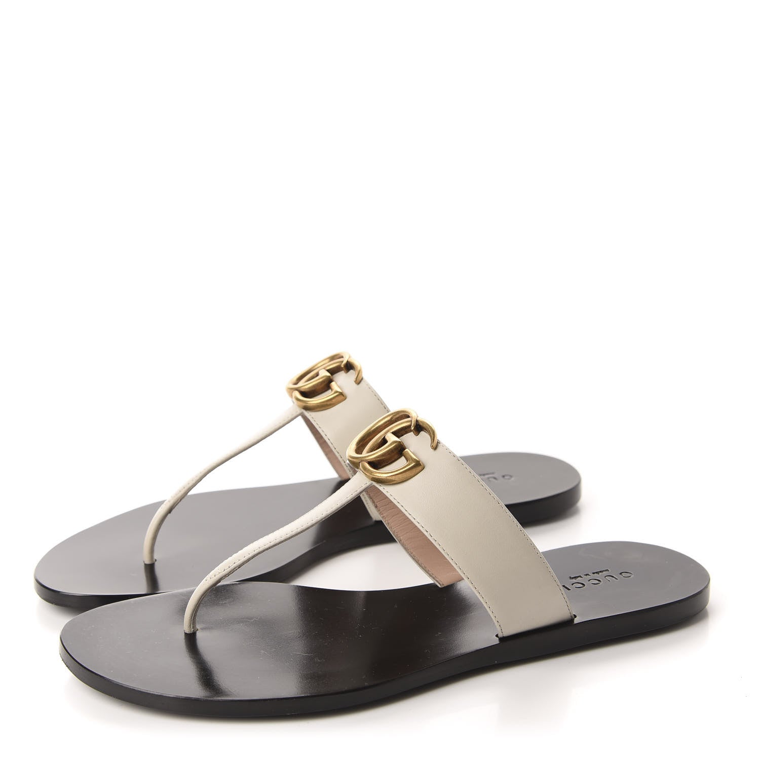 Gucci Calfskin GG Marmont Thong Sandals 37 Mystic White 3 of 9