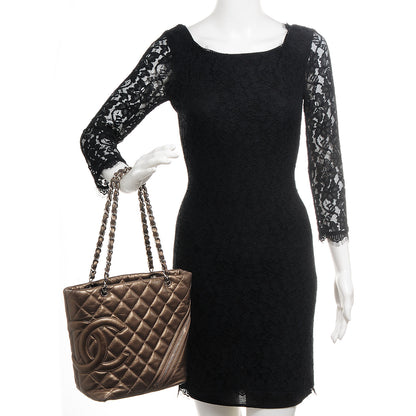 Chanel Metallic Aged Calfskin Quilted Medium Cotton Club Tote Bronze 2 of 7
