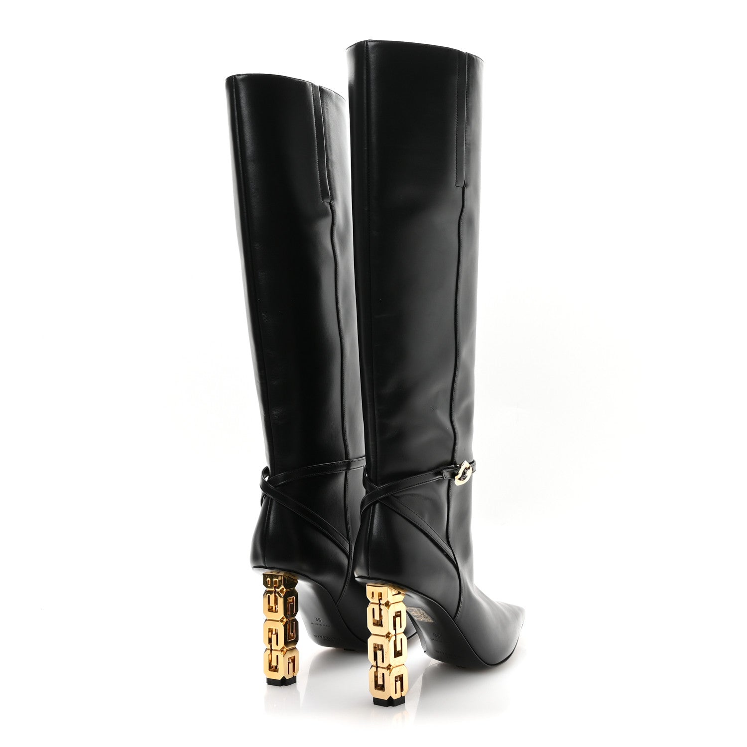 Givenchy Grained Calfskin G Cube Knee High Boots 38 Black 5 of 9