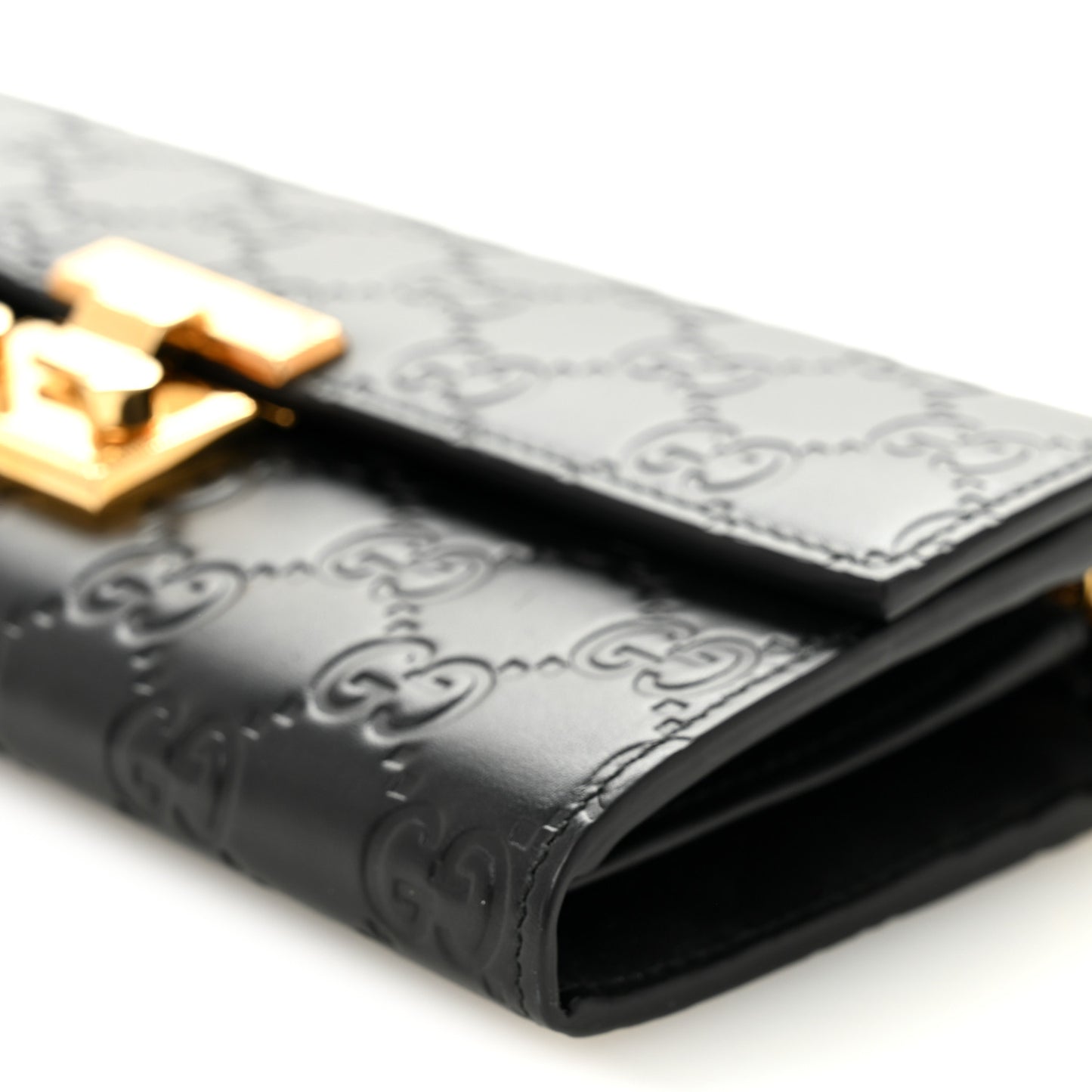 Guccissima Padlock Continental Chain Wallet Black
