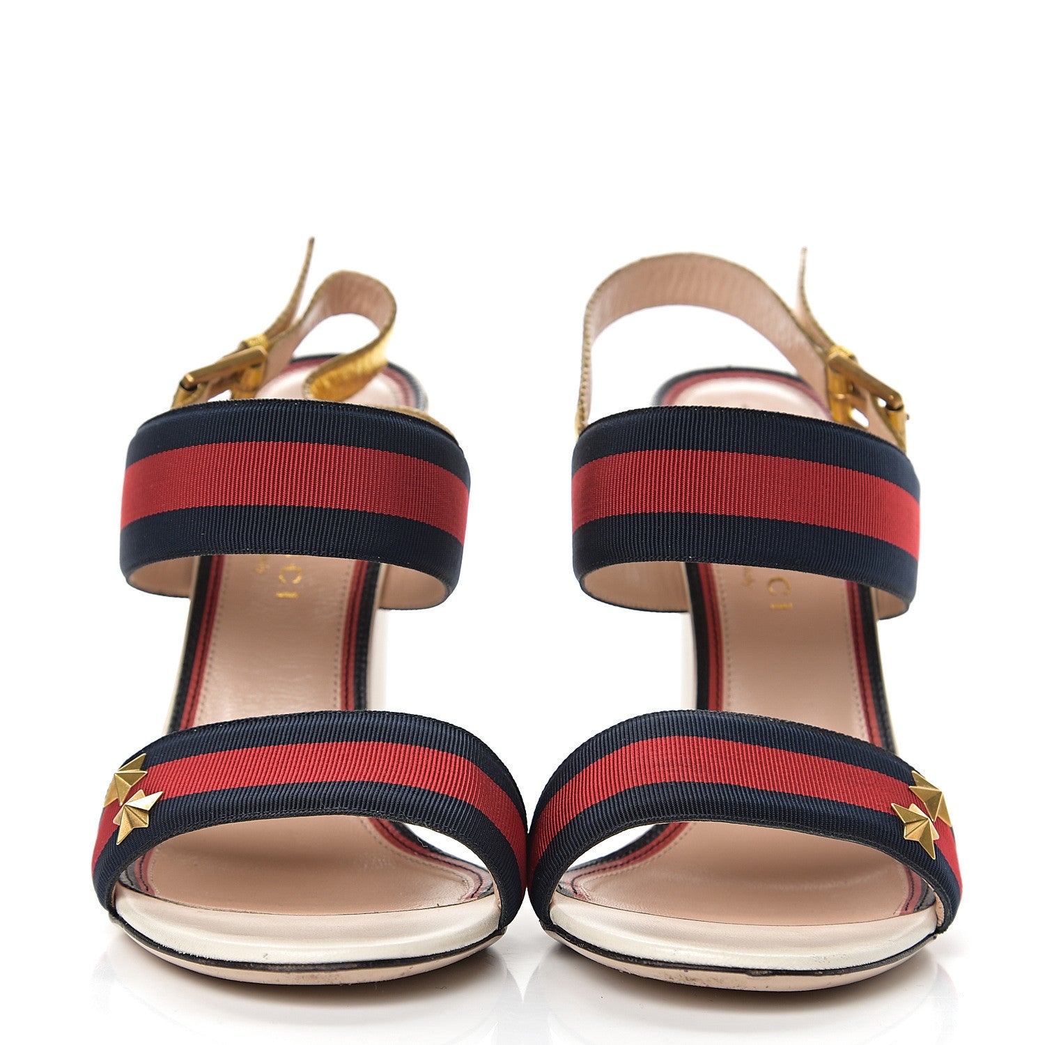 Gucci Grosgrain Web Aline High Heel Sandals 38 Oro 2 of 12