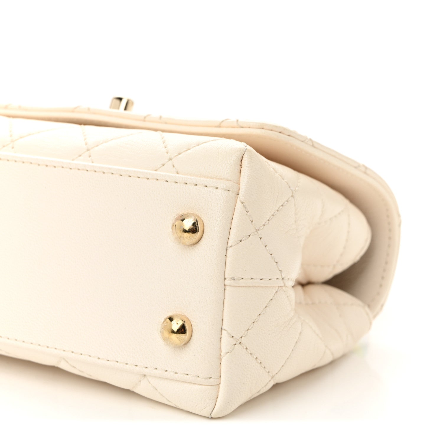 Chanel Goatskin Quilted Extra Mini Rainbow Coco Handle Flap White 9 of 9