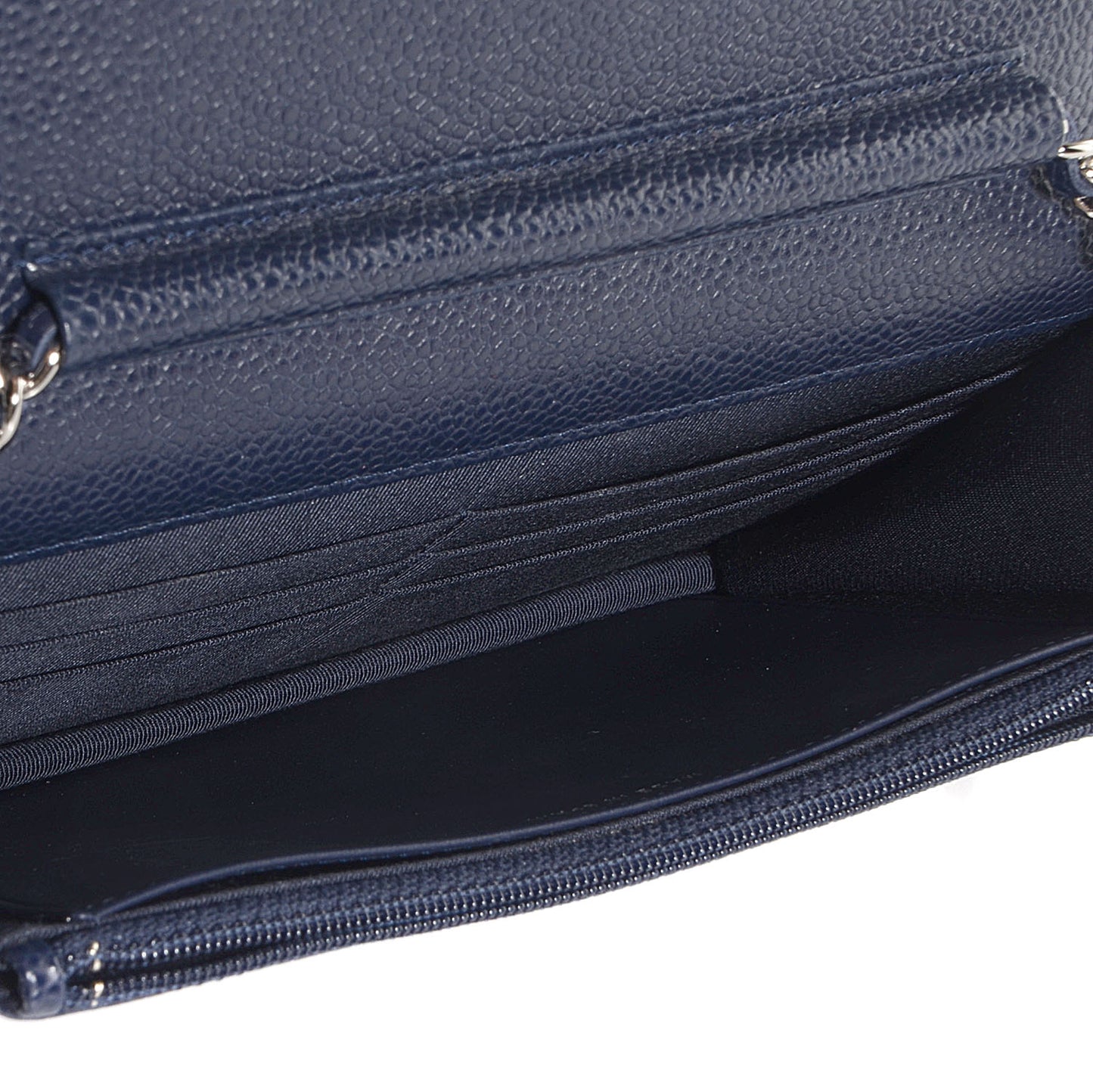 Caviar Quilted Wallet on Chain WOC Navy