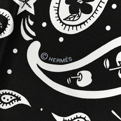Hermes Silk Le Rodeo Des Fruits Bandana Scarf 55 Black White 4 of 5