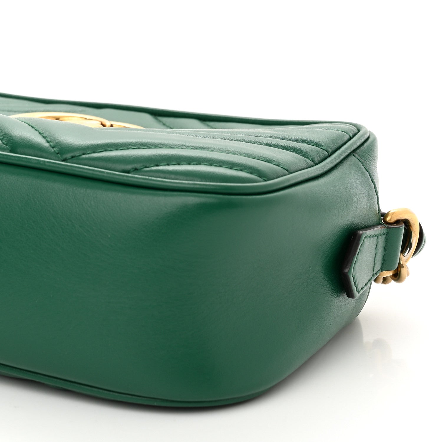 Gucci Calfskin Matelasse Small GG Marmont Chain Shoulder Bag Emerald Green 10 of 11