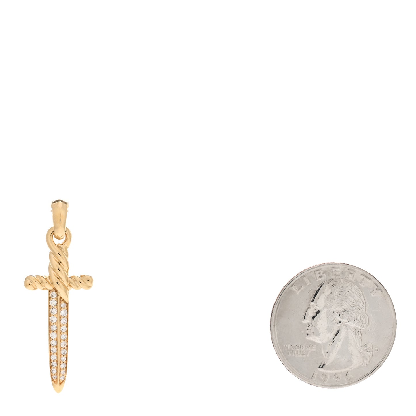 18K Yellow Gold Diamond Petrvs Dagger Amulet Pendant