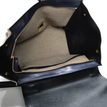 Celine Smooth Calfskin Linen Medium Tri-Color Trapeze Black Navy Blue 5 of 10