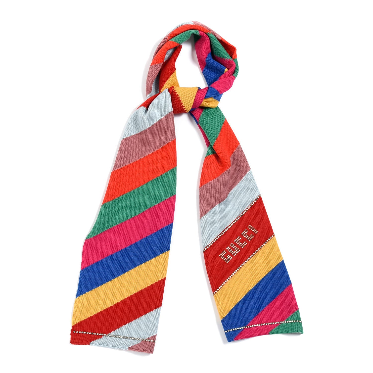 Gucci Wool Crystal Logo Stripe Multihimalong Scarf Multicolor 1 of 4