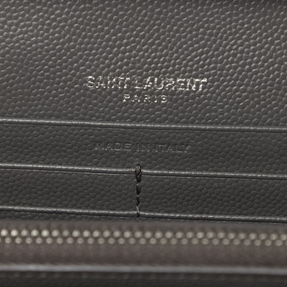 Saint Laurent Grain De Poudre Matelasse Chevron Monogram Chain Wallet Earth 7 of 9