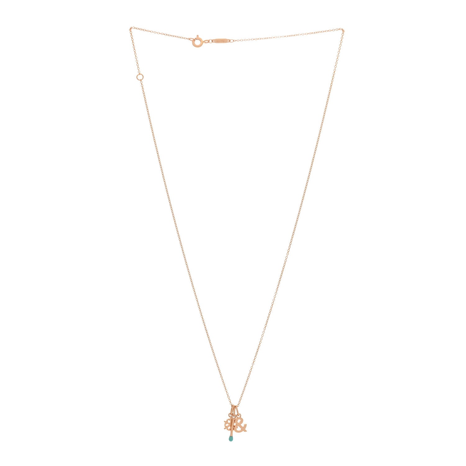 Tiffany 18K Rose Gold Enamel Ampersand Snowflake Match Pendant Necklace Blue 3 of 6