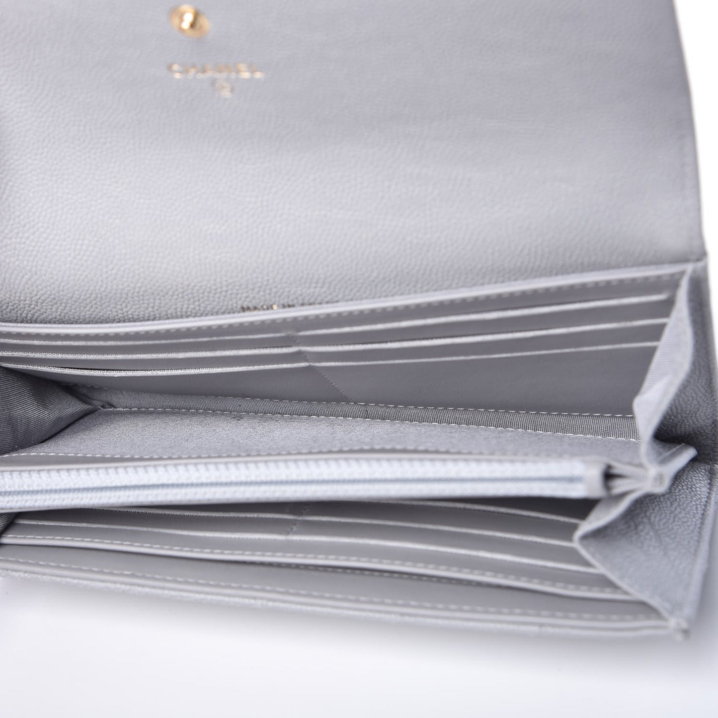 Caviar Quilted Boy Flap Wallet Grey