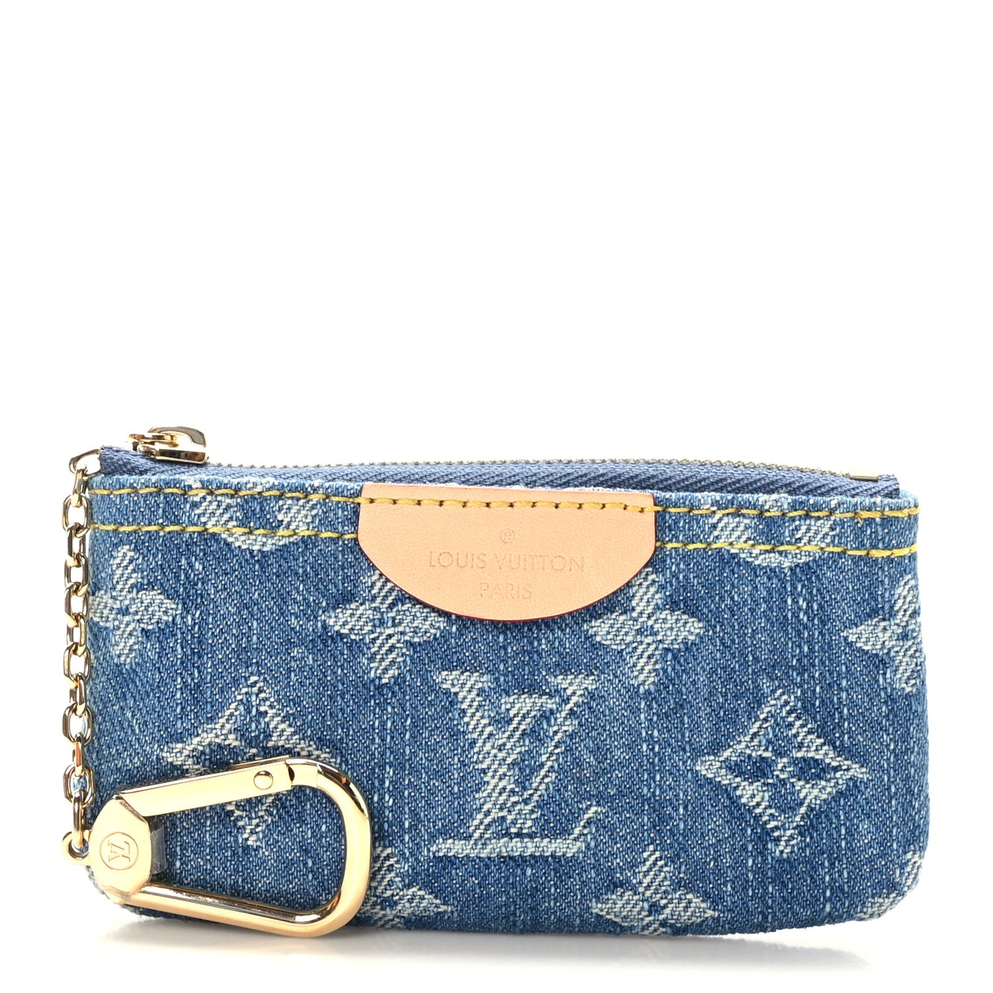 Monogram Denim Key Pouch Denim Blue