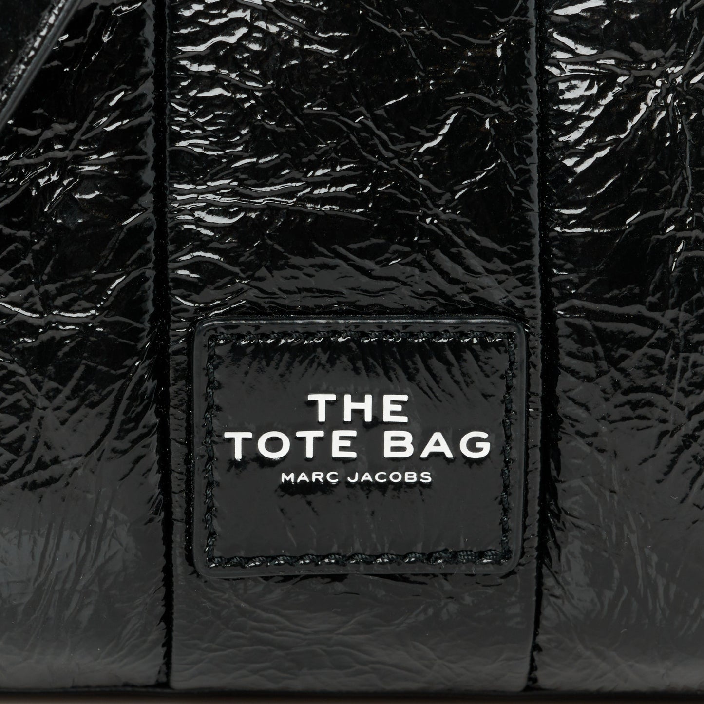 Shiny Crinkled Calfskin Mini The Tote Bag Black