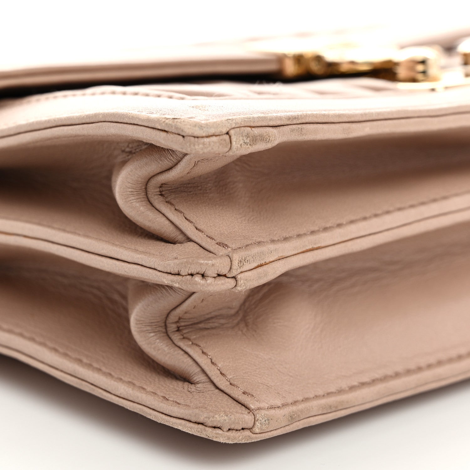 Miu Miu Lambskin Confidential Matelasse Chain Shoulder Bag Cammeo 9 of 10