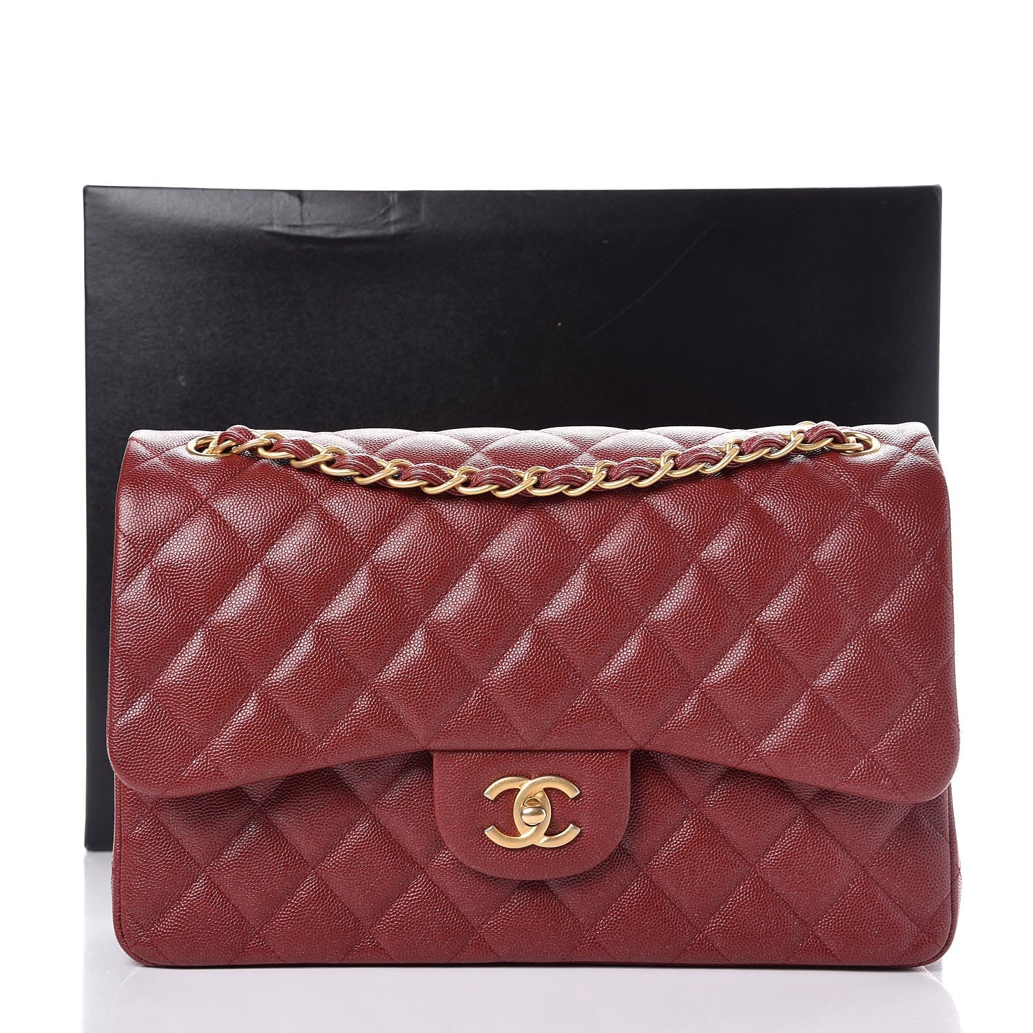 Chanel Iridescent Caviar Quilted Jumbo Double Flap Burgundy 9 of 9