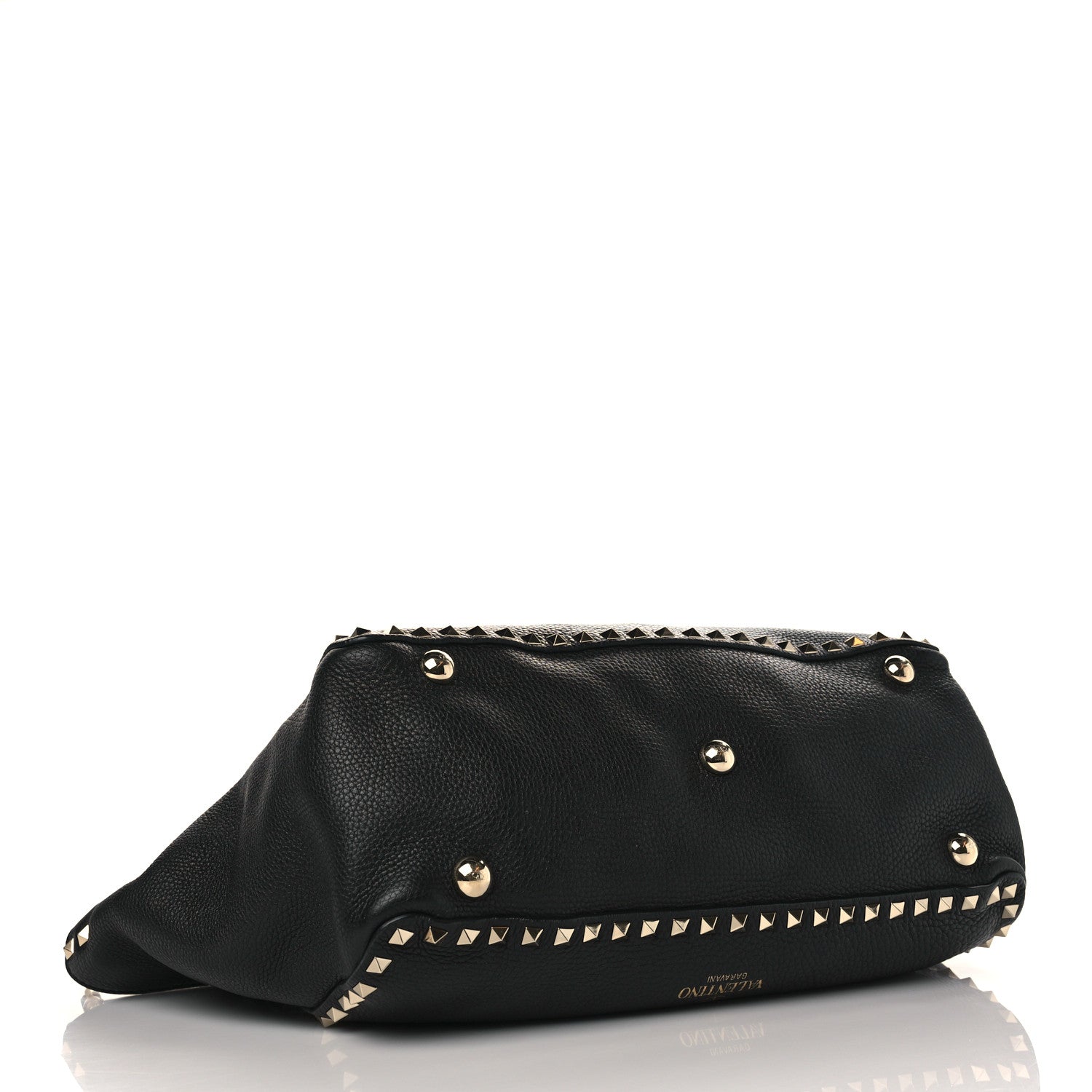 Valentino Garavani Alce Printed Calfskin Medium Rockstud Tote Black 4 of 8