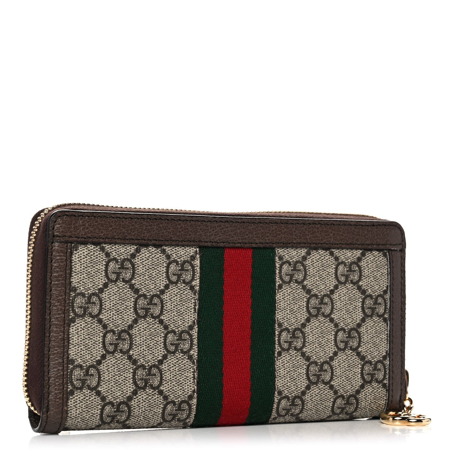 Gucci GG Supreme Monogram Web Ophidia Zip Around Wallet Brown 3 of 11